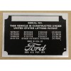 Ford Car or Pickup Truck DATA PLATE 1928 to 1937