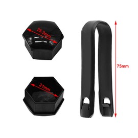 QitinDasen 20 Pieces 21 mm Car Wheel Nut Covers, Universal Car Hub Screw Cap, Hexagonal Tire Nut Cover with Removal Tool (Black)