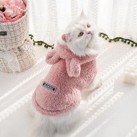 Cat Bunny Ears Costume Cute Dog Kitten Hoodies Sweater Rabbit Ears Puppy Pet Apparel (Medium,Pink)