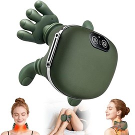 Shoulder and Neck Massager, Bionic Heated Massager, Neck Massager with Fingers, 4D Kneading Massage, Simulates a Real Palm Massage for Comfort, Relax Muscle Tension (Green)