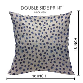 VERSUSWOLF Throw Pillow Covers Navy Paint Hand Drawn Blue Watercolor Polka Dot Watercolour Cotton Linen Decorative Square Pillowcases Cushion Cover 18 X 18 Inch