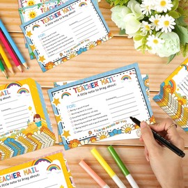 120Pcs 4x6 Inch Teacher Mail Notes to Parents, Boho Happy Mail from Teacher, Brag Cards for Students Behavior Classroom Must Haves to Send Home for Preschool Kindergarten Elementary School Supplies