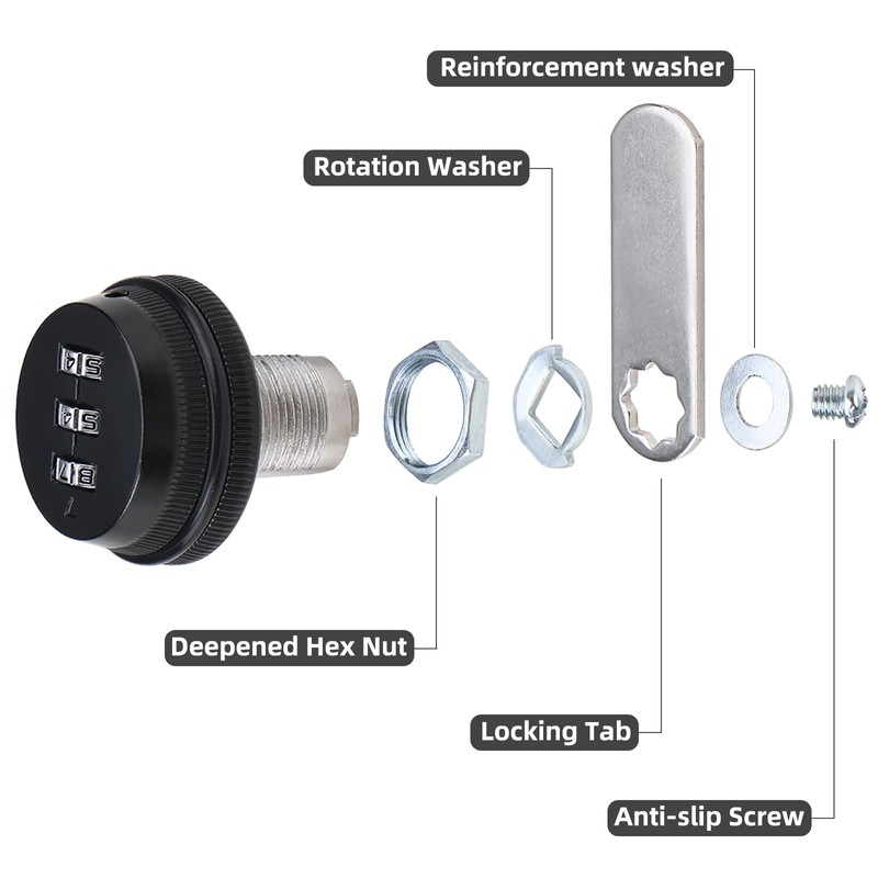 RealPlus Combination Cam Lock 3/4" Cylinder Coded Cabinet Lock Metal