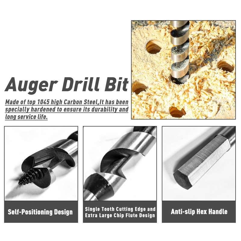 NICAVKIT 1/2 Inch x 12 Inch Long Auger Drill Bit