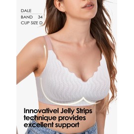 Brabalas Wireless Bras for Women Extremely Comfortable Seamless Adjustable Lace Bralettes Padded Everyday Bra White