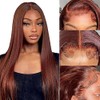 Hxxcoup Straight #33 Reddish Brown Human Hair Wig 13x6 Transparent