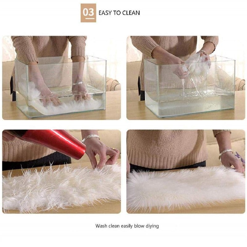 OYIMUA White 12'' x 20'' Fluffy Soft Faux Fur Cushion