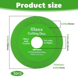 5 Pack Glass Cutting Disc for Angle Grinder, 4" X 7/8” Glass Ceramic Diamond Cutting Blade Disc, Saw Blade Wheel Polishing Grinding Disc for Tile Marble Ceramic Jade