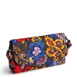 Vera Bradley Women's Cotton Wildwood Wallet Crossbody, Colorful Bouquet