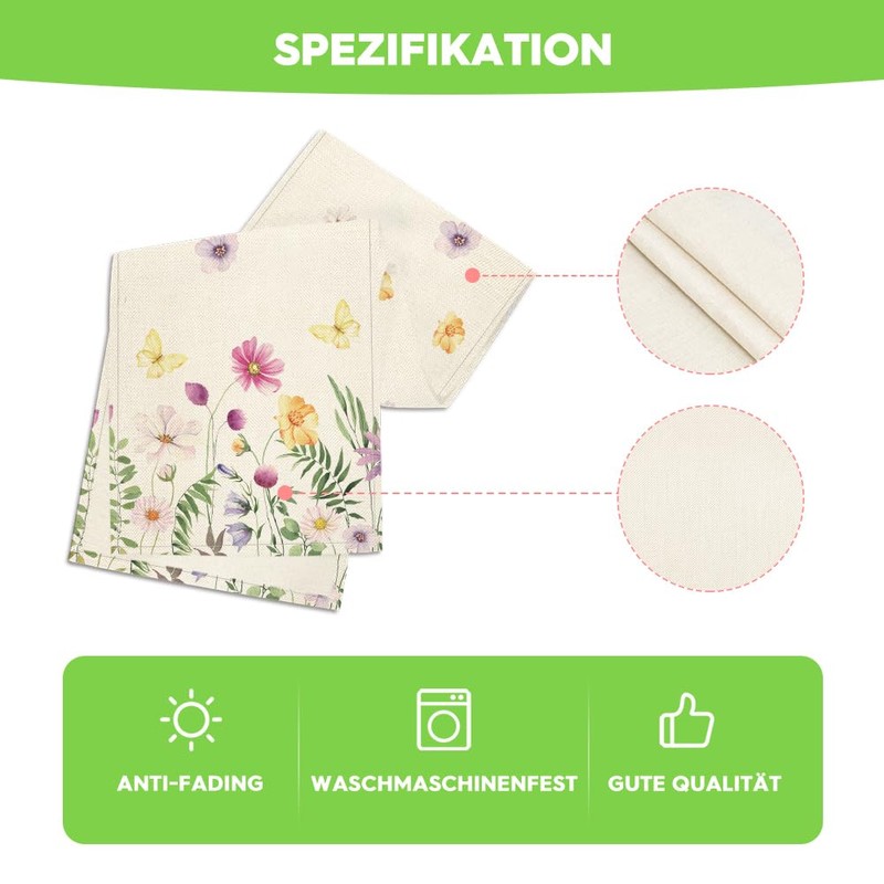 Artoid Mode Flowers Butterfly Summer Table Runner, Seasonal Kitchen Table