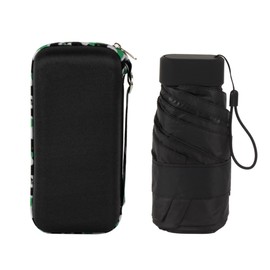 MilyaDE Mini Pocket Umbrella with 6 Ribs UV Sun Protection Parasol Umbrella Including Travel Case Foldable Portable Compact Manual Black, A-Black