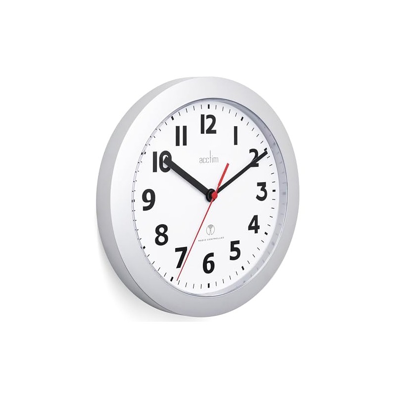 Acctim 74317 Parona, Silver Radio Controlled Wall Clock, 23cm Diameter