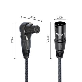 Devinal Right Angle XLR Cable, Adjustable-Angle Female XLR to Straight Male XLR Microphone Mic Cable Cord, 90 Degree XLR Female to Straight XLR Adapter for Sound Devices Mixer Recorder, 1 FT