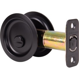 Round Pocket Door Lock, Privacy (Bed/Bath) Latch, 2-3/4" Backset, RCL, Matte Black by Stone Harbor Hardware