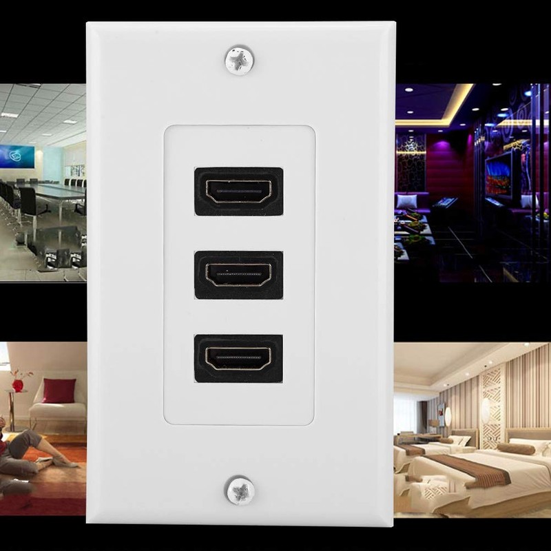 Bewinner 3-Port HDMI Wall Plate with Adapter, ABS Wall Mount