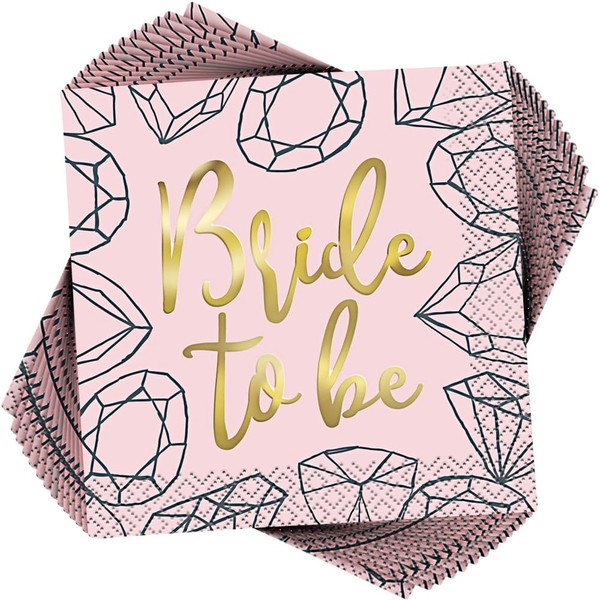 Unique Pink Diamond"Bride To Be" Bachelorette Party Cocktail Napkins, 16ct,
