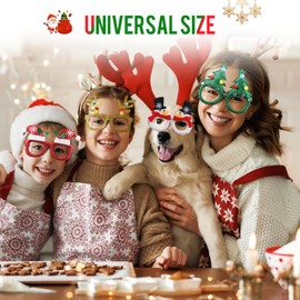 STARSIDE Christmas Party Glasses,12 pcs Chrsitmas Party Glasses For Kids Adults,Christmas Glitter Party Eyeglasses Frames,Xmas Holiday Glasses To Wear Bulk