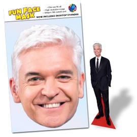 Party People 1 x Phillip Schofield - Ready To Wear Celebrity Face Mask Includes Freestanding 20cm Desktop Standee Card Cutout - Standee Phillip S