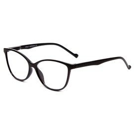 Calabria MDR8004 Cat Eye Reading Glasses +3.50 Black Women Full Rim Trendy Ladies Readers Chic Cateye Eyeglass Spring Hinged