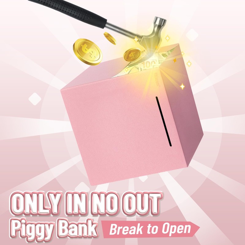 Hicocool Piggy Bank for Adults Must Break to Open, Unbreakable