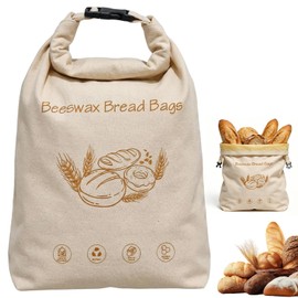 Beeswax Bread Bag for Homemade, Reusable Loaf Beeswax Guard Bag for Sourdough, 17X13 Inch Linen Bees Wax Bread Bags for Keep Fresh, Freezer Safe (Beige 1*button)