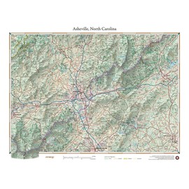 Benchmark Maps Asheville, North Carolina and The Blue Ridge Parkway Wall Map (18" x 24" - Front Lamination)