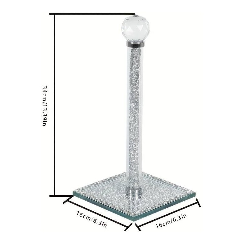 Crushed Diamond Silver Paper Towel Holder, 34cm, Elegant Rack for
