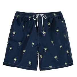 SNOW DREAMS Traje de baño para hombre, 5 pulgadas, pantalones cortos de playa Qucik Dry para hombre, ligeros, Árbol de coco marino., XX-Large