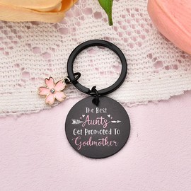 ShiQiao Spl Godmother Proposal Gift for Women Baptism Christening Gifts for Godmother Pregnancy Baby Announcement Gifts for Her The Best Aunts Get Promoted to Godmother Keyring