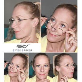 Eyekepper Frameless Progressive Glasses Multifocus Readers Blue light Filter Round Retro Reading Eyeglasses Men Women Black +1.75