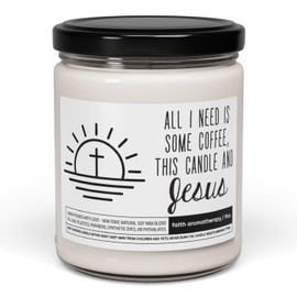 All I Need is Coffee and Jesus Candle - Christmas Gift for Sisters who love coffee & Jesus, Bible Verse Candle for Christians, Presents for Believers20 (Coconut Cream + Cardamom)