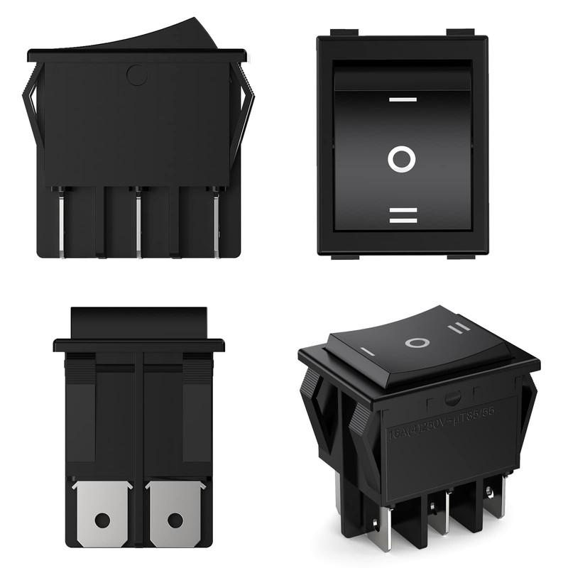 DIYhz 3-Speed AC16A/125V 16A/250V 6Pins 2 Position On/Off Black Rocker