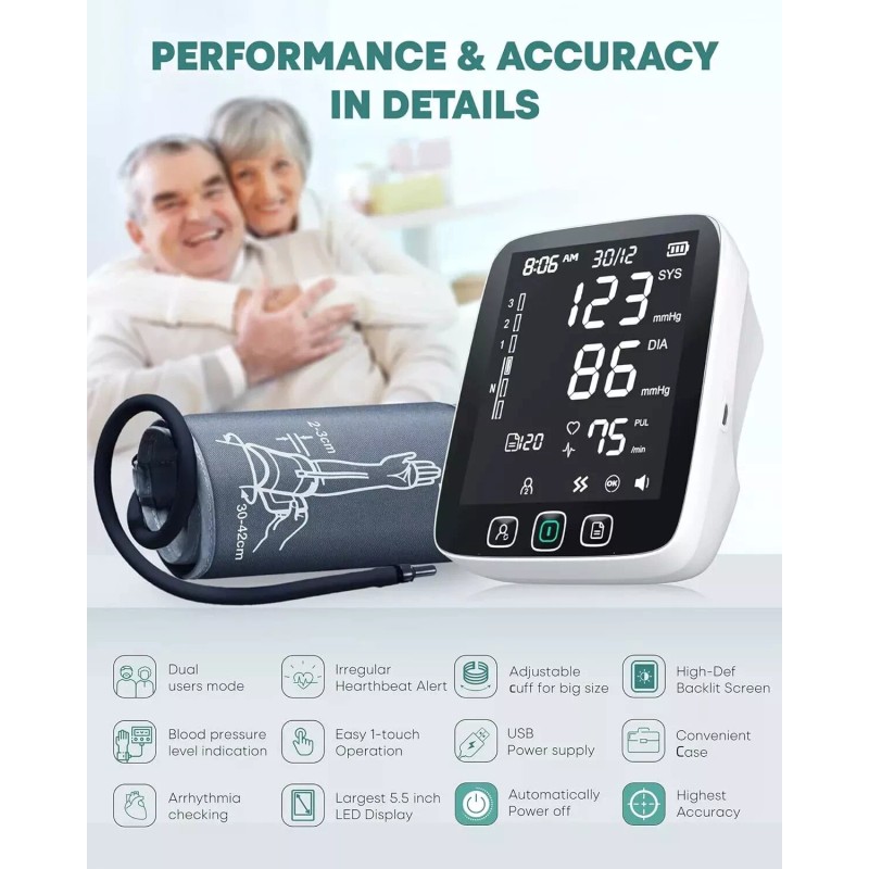 Lazle Blood Pressure Monitor Kit LED Automatic Digital Memory Case