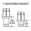 DuraSteel Adjustable Stainless Steel Bullet Feet for 1-5/8" O.D Tubing,
