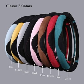 Funda suave para volante, cálida funda universal para volante de 15 pulgadas, color rosa