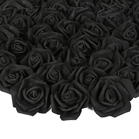 100 rosas artificiales de espuma, rosas falsas negras, clásicas, para ramos de boda, centros de mesa, decoración de hogar y eventos