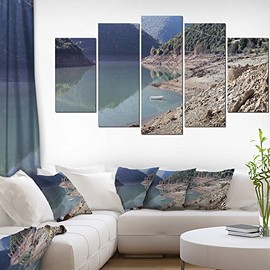 Designart Majestic Mountain Lake Panorama-Landscape Wall Art Canvas Print-60x32 5 Piece-PT11220-373, 60x32-5 Panels Diamond Shape