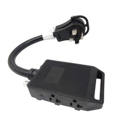 Parkworld 64668 RV 50A to 20A, 220v to 110v Adapter Cord NEMA 14-50P Male 4-Prong Plug with Handle to (4) 5-20R T-Blade Household 5-15R Four Outlets Female with Two of 20amp Circuit Breaker (Black)