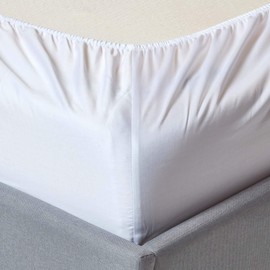 HOMESCAPES Organic Cotton White Fitted Sheet (12”) Single 400TC 600 Thread Count Equivalent Bed Sheet with Fully Elasticated Skirt