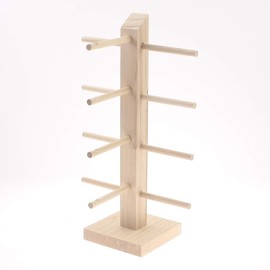Forest Paper Glasses Stand, For 4 Pieces, Natural Wood, Solid Wood, Beige, Includes 1 Glasses Cloth