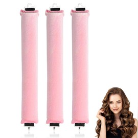 3 PCS Heatless Blowout Rods, Heatless Curls, Heatless Curling Rod, Overnight Blowout Rods, Blow out Rods - No Heat Curls to Sleep for Curl Rods, Women Long Hair Styling Tools for All Hair, Pink