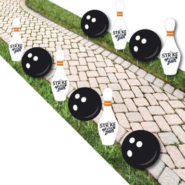 Big Dot of Happiness Strike Up the Fun - Bowling - Bowling Pins and Ball Lawn Decorations - Outdoor Birthday Party or Baby Shower Yard Decorations - 10 Piece