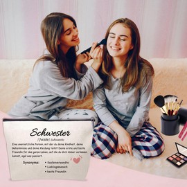 Sister Gift - Best Friend Cosmetic Bag Small Natural Makeup Bag for Big Sister Cosmetic Bag Small Holy Gifts Girls Sisters, Sister