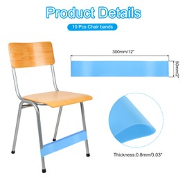 PATIKIL Fidget Bands for Classroom Chairs, 10 Pcs, Chair Bands Relieve Anxiety for Classroom Seats and Desks, Light Blue, 0.8mm