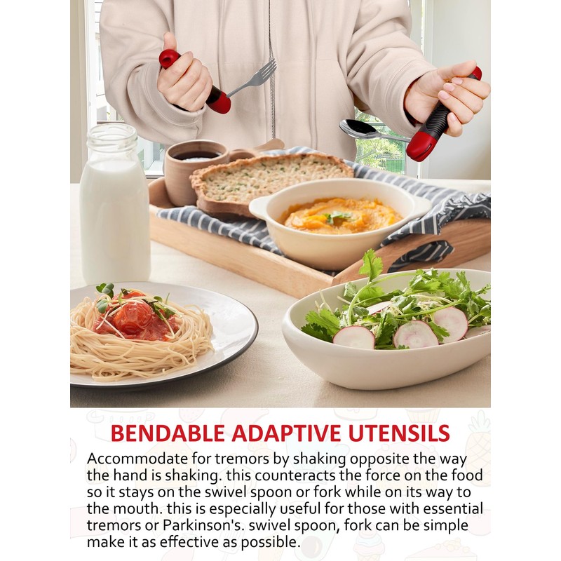 Adaptive Utensils, Weighted Special Supplies Spoon Fork Set, Weak Hand