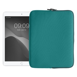 kwmobile Neoprene Pouch Compatible with 13" Tablet - Universal Sleeve Case Cover with Zipper for Tablet - Petrol