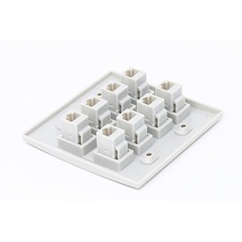 RiteAV 8 Puerto Plano Doble 2 Gang Ethernet CAT5E RJ45 Red Placa de Pared – Blanco