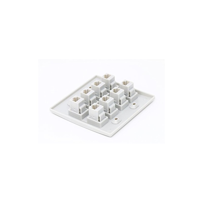 RiteAV 8 Puerto Plano Doble 2 Gang Ethernet CAT5E RJ45