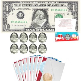 Santa Dollar Bill Kit. Christmas Gift Package with Holiday Greeting Cards. Santa Seals and Envelopes. *No Dollars Included*. Perfect Stocking Stuffers