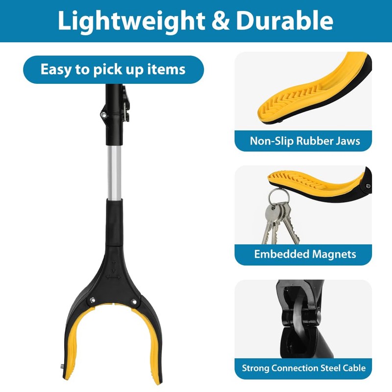 Adiwo Foldable Litter Picker Grabber, 91cm/36" Long Handle Litter Pickers